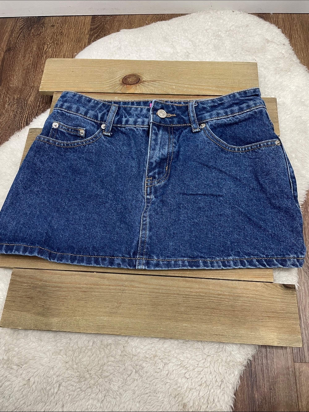 Edikted Medium Wash Denim‎ Mini Skirt